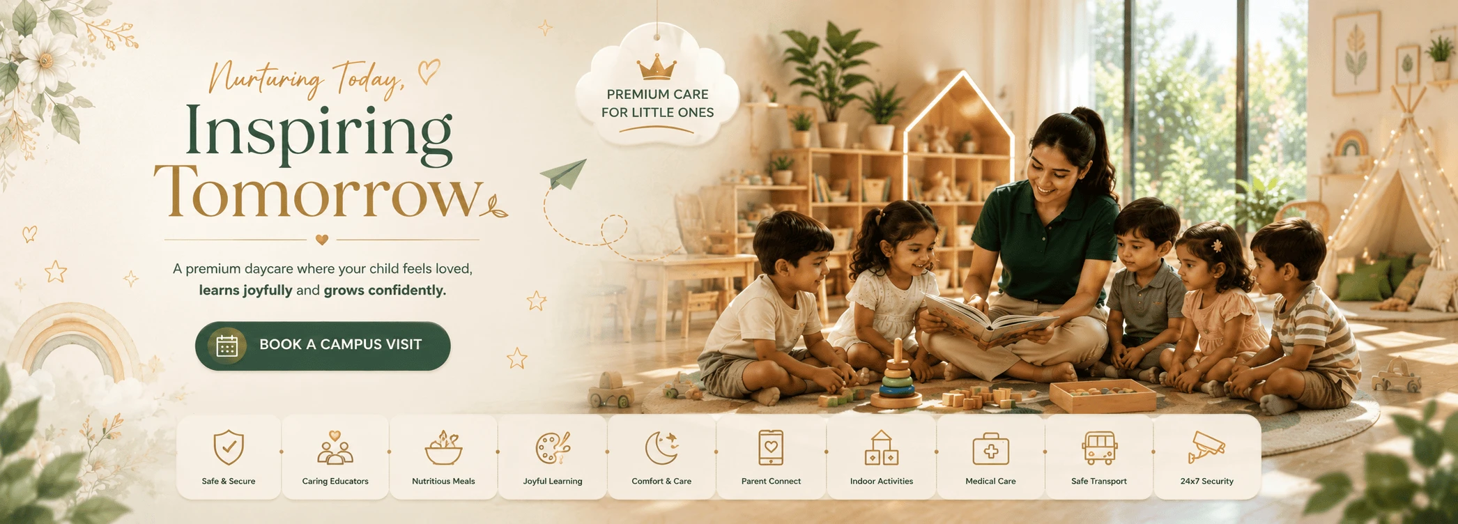 Basil Woods Juniors daycare - Nurturing Today, Inspiring Tomorrow. A premium daycare where children feel loved, learn joyfully, and grow confidently.